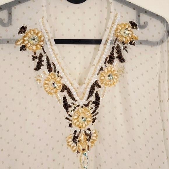 Swim suite cover-up Beaded Sheer polka dot Size Large - Picture 3 of 8